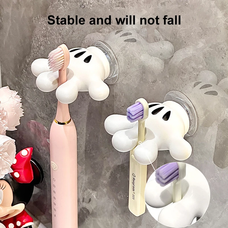 Toothbrush Holder Mickey Palm Cute Bathroom Towel Suction Cup Multi-function Hook Traceless Hook Data Cable Winder