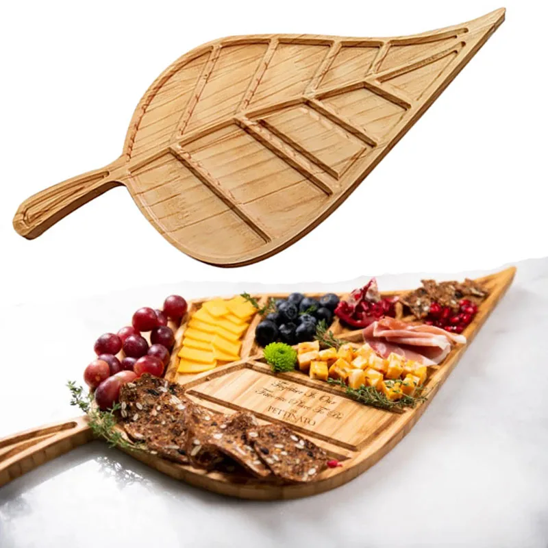 Appetizing Wine Board Wooden Serving Plate Leaf Shape Charcuterie Board Platter Cheese Party Supplies Aperitif Ornament