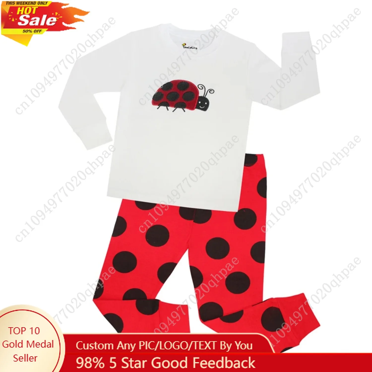 

Boys and Girls Ladybug Print Animal Cartoon Pajamas Children's Sleepwear Kids Christmas Pjs Korean Style Baby Pajama Sets