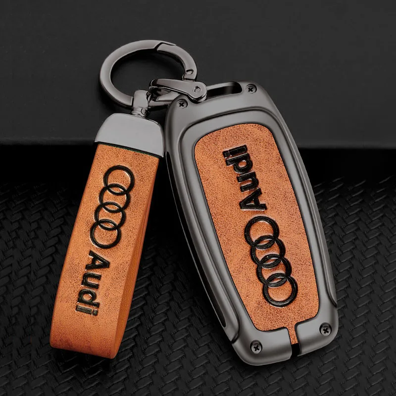 High Grade Leather Keychain With Car Logo Keyring Accessories For Audi A3 A4 A6 A5 Q5 A1 Q7 Q3 TT SQ5 RSQ3 RSQ8 S3 S4 RS5 RS6 S7