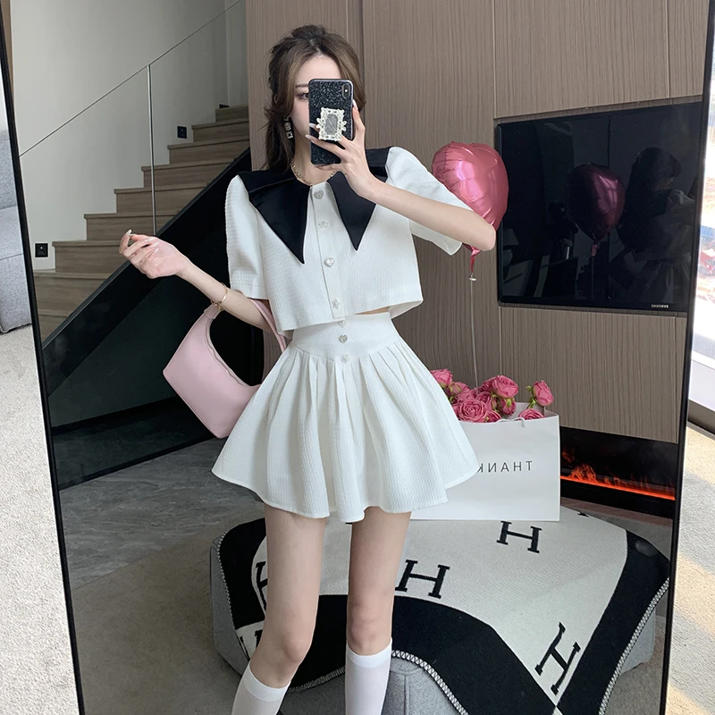 

Summer Elegant Fashion French Small Incense Style Suit Senior Sense of Slim Age Reduction Pure Desire Two-piece 2023 Summer