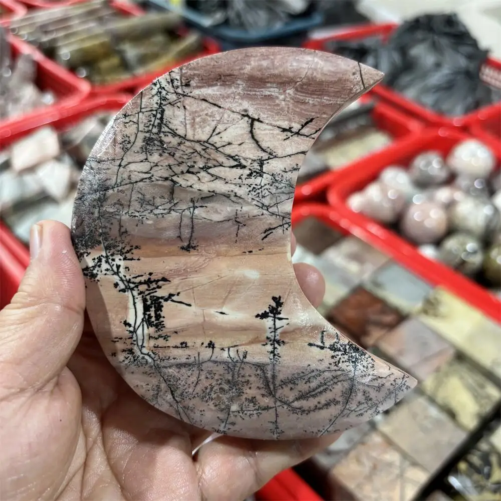 1PCS Natural Quartz Picture Stone Moon Carving Polished Reiki Healing Fengshui High-Quality Energy Room Decor Gift