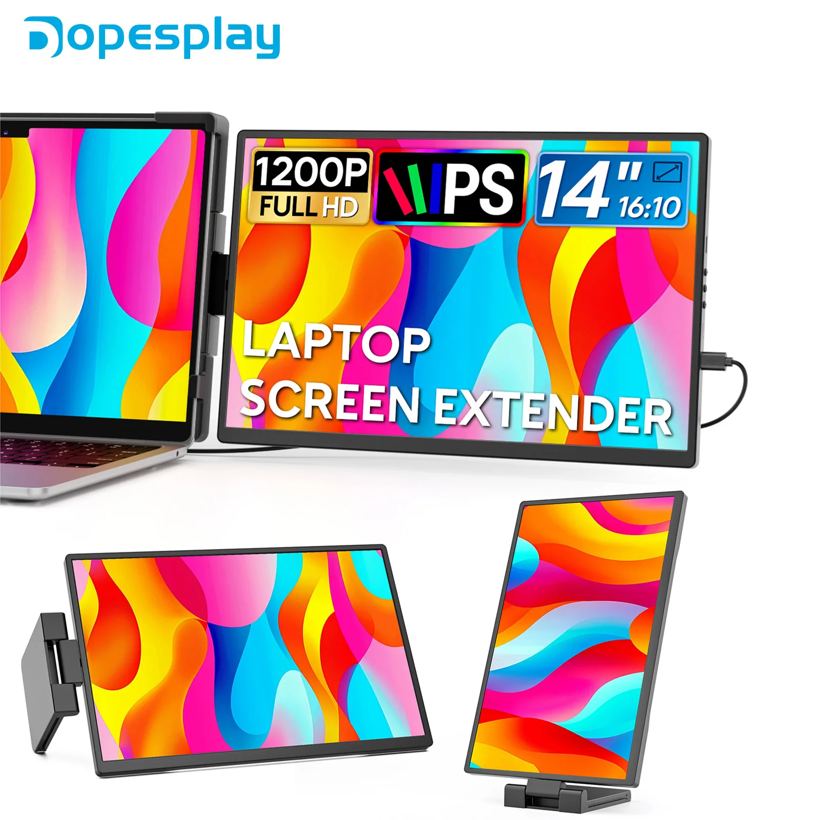 

Dopesplay 14.1inch Portable Laptop Monitor 1200P FHD IPS Screen Extender Type-C USB A For PC Switch Mac Laptop Up 14 to 17.3“