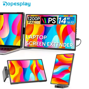Dopesplay 14.1inch Portable Laptop Monitor 1200P FHD IPS Screen Extender Type-C USB A For PC Switch Mac Laptop Up 14 to 17.3“