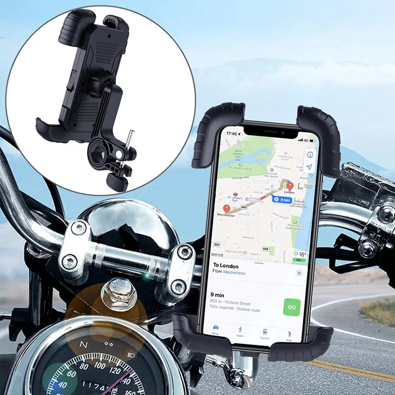 Bike Phone Holder Universal Bicycle Cell Phone Support Mount Shockproof Motorcycle Bracket GPS Clip for 4.7-6.8inch Mobile Phone