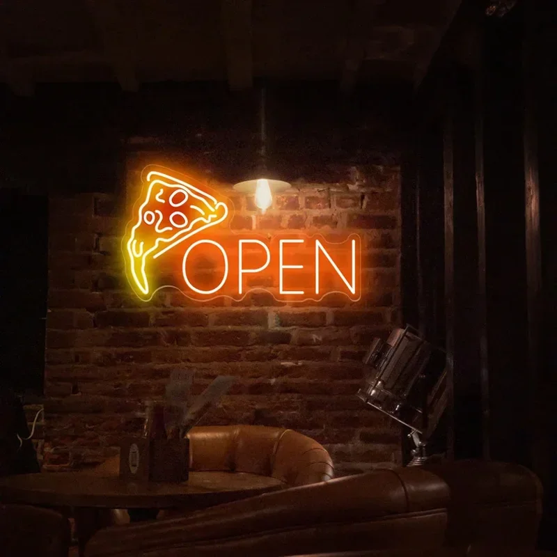 Pizza Store Open Neon Led Light Fast Food Shop Night Lamp Colorful Bar Store Neon Light Custom for Kawaii Room Decor Decoration