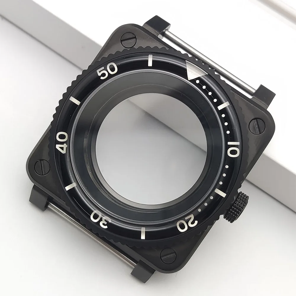 

Black SKX007 Square Watch Case NH35 Cases Fits NH35 NH36 7S26 4R Japan Movement Seiko SKX007 Pilots cockpit Replace Men Case