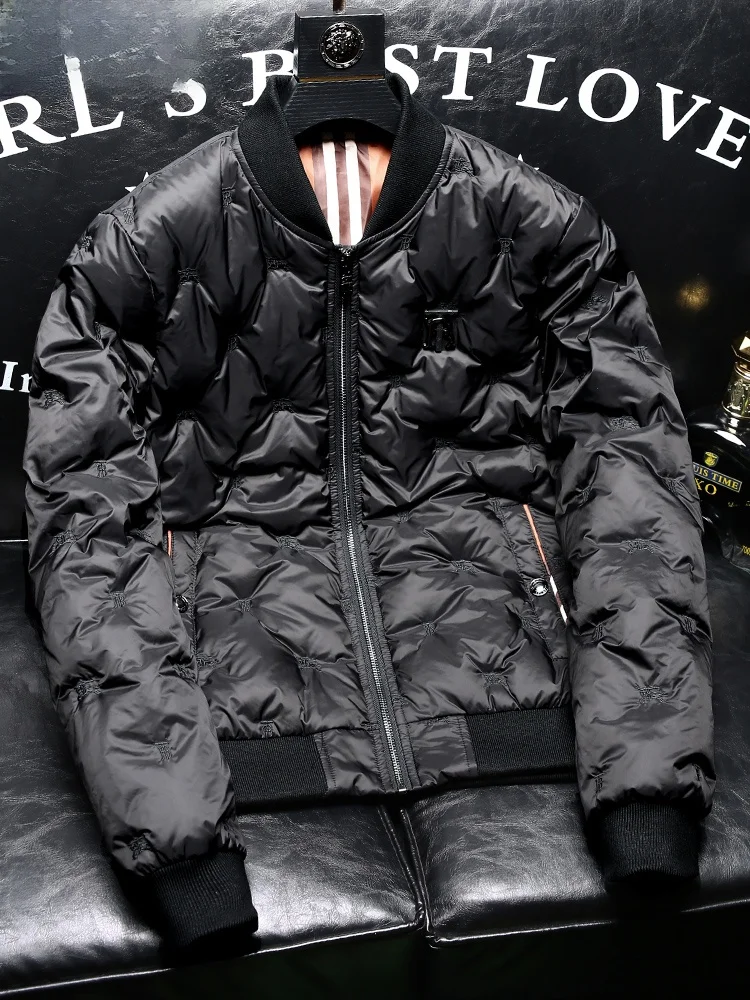 

Lightweight Quilted Jaet Men's Faionable Autumn Winter Baseball Sle Embroidered Coat Warm Outerwear Casual Streetwear