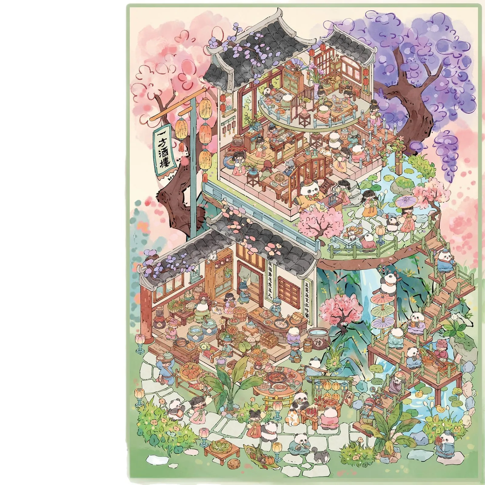 Plus Size Kawaii 3D Cartoon Miniature Scene Stickers Hand DIY Stacking Scrapbooking Landscape Stickers