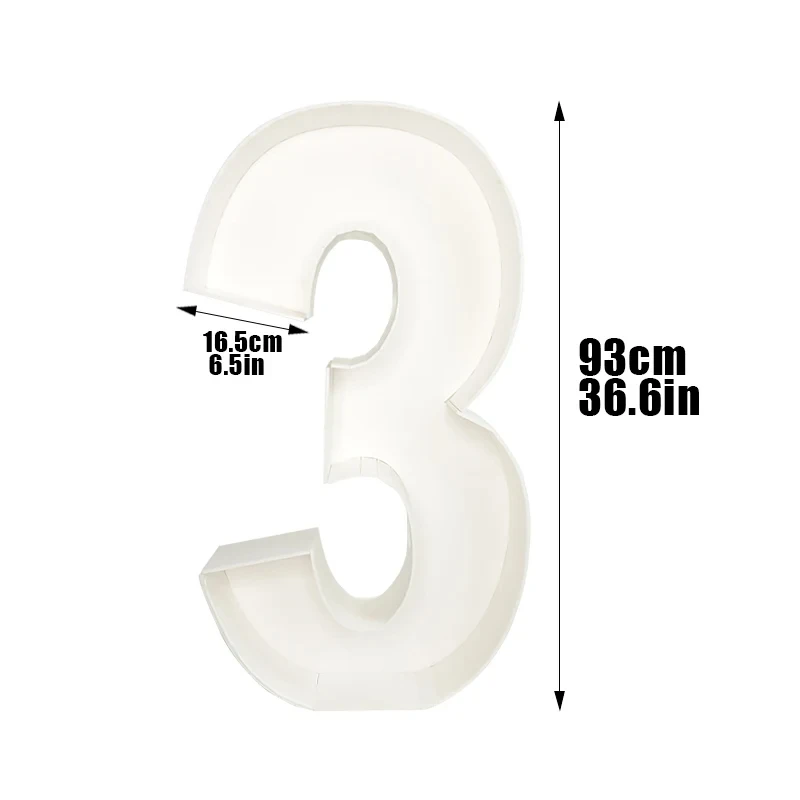 93cm Giant Figure Balloon Filling Box Birthday Balloon Number 0 1 2 3 Balloon Frame Anniversary Baby Shower Home Party Decor