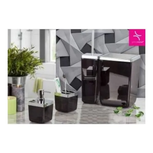 Primanova – Tuscan de salle de bain Seti Transparent noir 4'lük