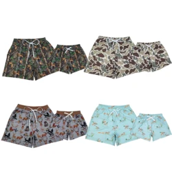 Wholesale Baby Boy Adullt Men Camo Deer Hunting Swimming Trunks Beachwear Shorts Summer Swimwear Bottoms Parent-child Matching