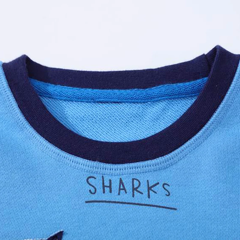 Little Maven Autumn Tops Hoodies Children\'s Clothing Kids Clothes Baby Boys Outerwear Blue Cartoon Sea Sharks Sweatshirt