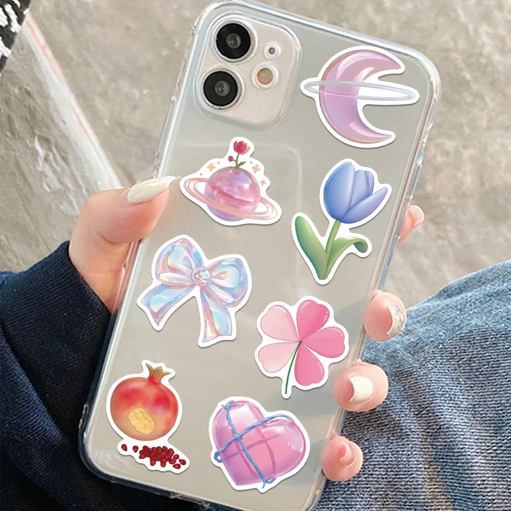54 STKS 3D Patroon Roze Ins Cool Stickers Leuke Stickers Koffer Laptop Plakboek Telefoon Case Dagboek Bagage Decoratieve Decals