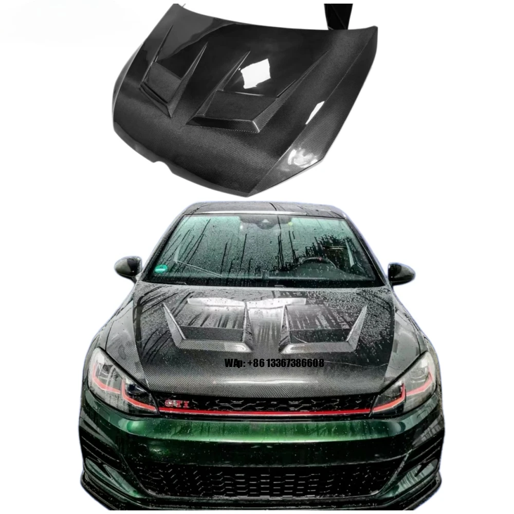

High Quality New Wet Carbon Fiber Bolt-On Engine Hood with Bolts for Golf GTI 7.5 R Line MK7