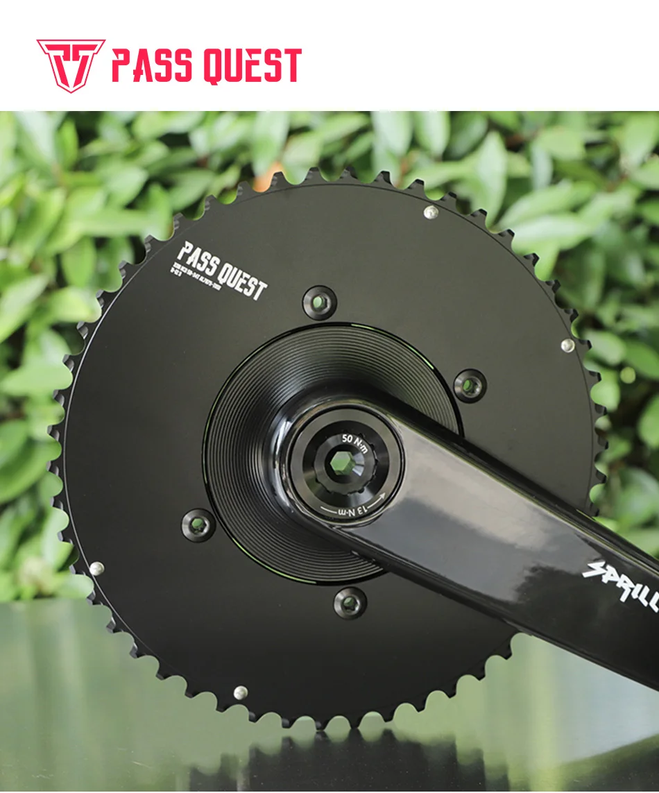 PASS QUEST BCD110 DA9000 5800 6800 2X Kettenblatt AERO Kurbelgarnitur Rund Schwarz 9-12 Gang Rennrad Gravelbike 46T 48T 50T 52T – Detail 1