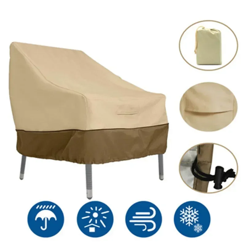 Patio Furniture Cover Outdoor Yard Garden Chair Sofa Waterproof Dust Cover Sun Protection Oxford Cloth Foldable Drawstring Table