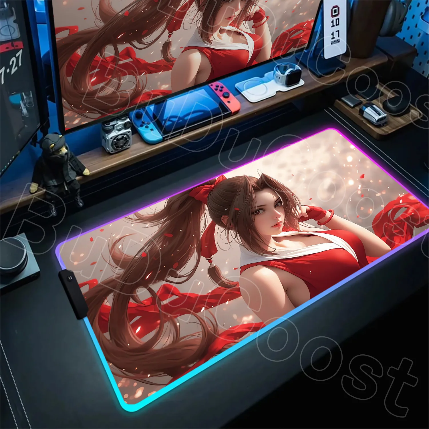 Pretty Mai Shiranui RGB Mouse Pad Game 40x90cm XXL Big Mouse Mat Gaming Mousepads LED Keyboard Mats Luminous Desk Mat Mouse Pads