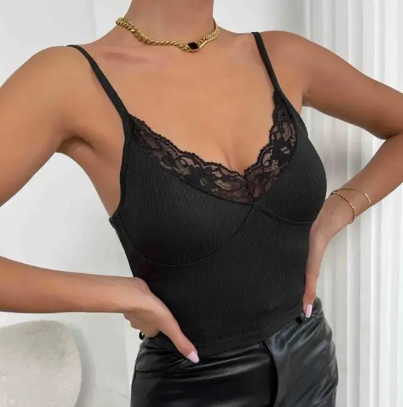 

2026 Summer Women's Lace Camisole with Women's Exposed Back, Slim Fit and Versatile Small Vest
