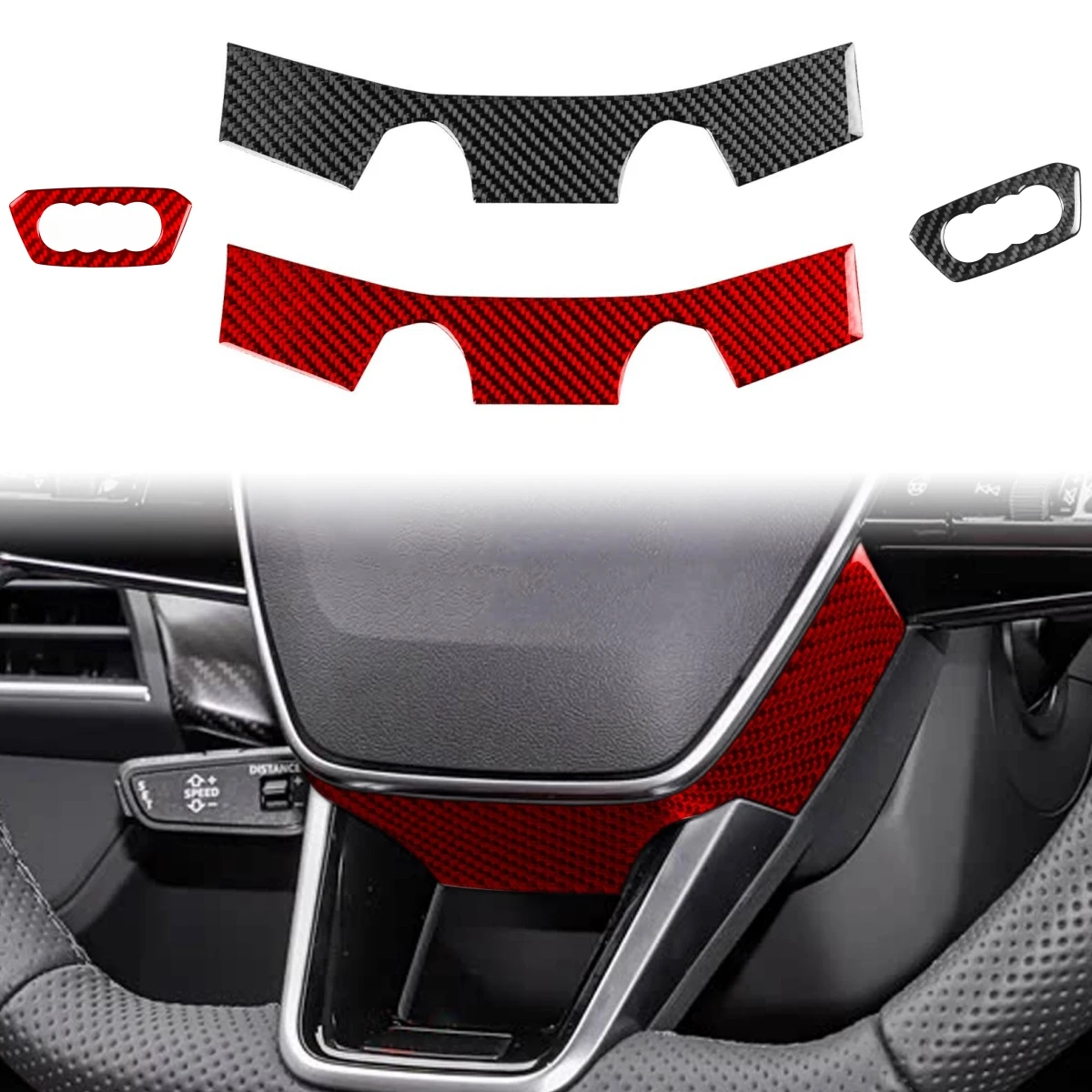

Suitable For Audi RS E-tron GT 2021 2022 2023-2025 Car Steering Wheel Decoration Real Carbon Fiber Drip Steering Wheel Sticker