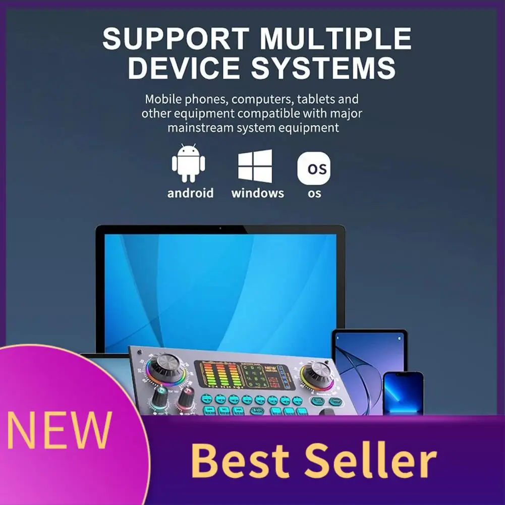 

HFES Professional Podcast Live Sound Card DJ Mixer Audio Mixer Equipment For PC Recording Singing Streaming Gaming