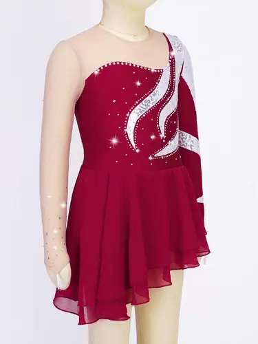 Kids Girls Sequins Ballet Gymnastics Leotard Mesh Splice Chiffon Figure Skating Dress Ice Skating Clothes Ballerina Costumes - Image 4