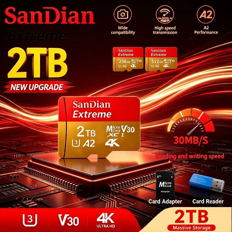 2026 New 1TB Micro TF/SD Card Memory Card 128GB 256GB  Mini Memory Card Class10 For Camera/Phone/Drone