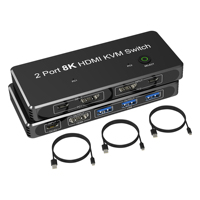 KVM Switch HDMI-compatible 8K@60hz 2 Port Box USB and HD Switch for 2 Computers Share Keyboard Mouse Printer and one HD Monitor
