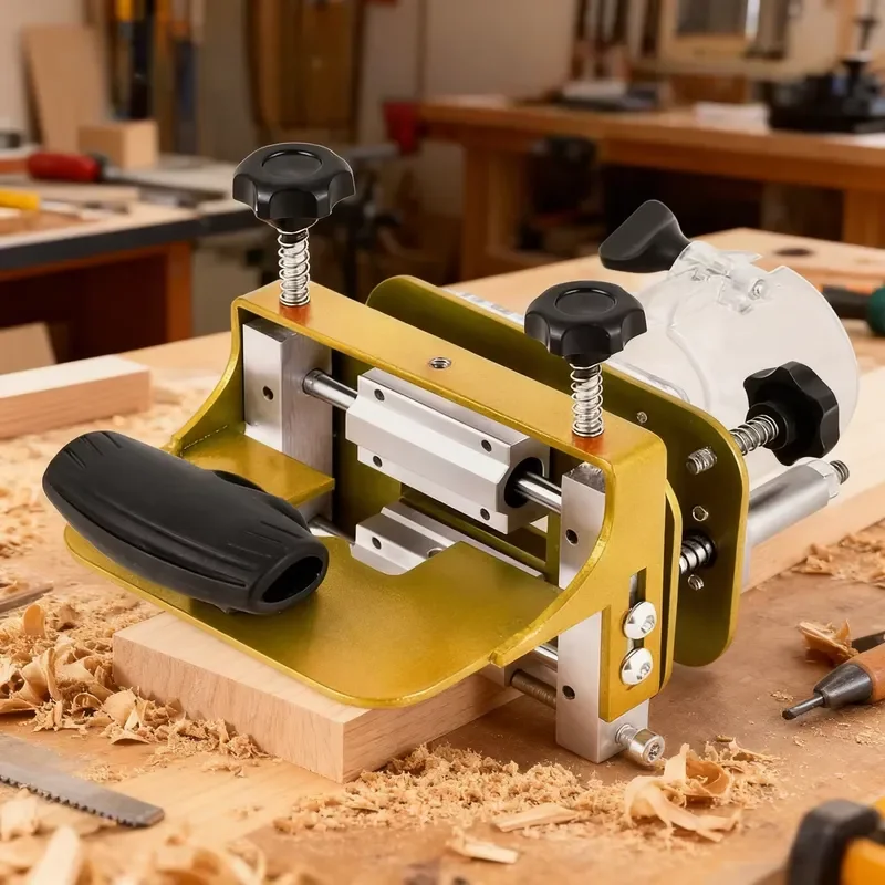 2 in 1 Invisible Fastener Slotting Bracket Mortising Jig, Woodworking Trimmer Tool with Adjustable Slotting Width Height