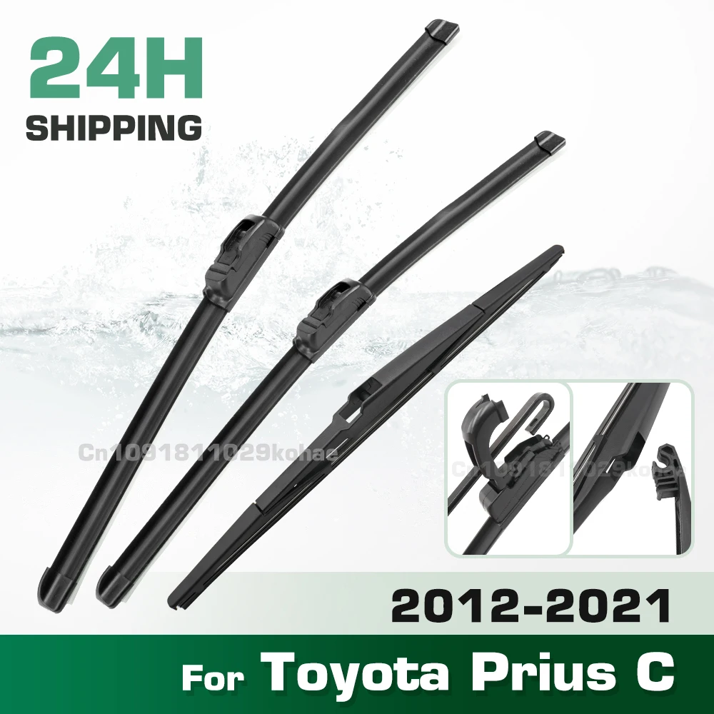 GREATROAD Wiper LHD&RHD Front & Rear Wiper Blades Set For Toyota Prius C 2012 - 2021 Windshield Windscreen Window Brushes