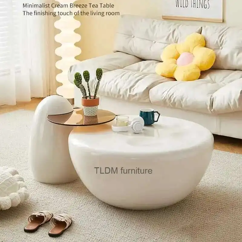 

White Light Luxury Coffee Tables Makeup Kawaii Nordic Designer Side Table Aesthetic Entryway Stolik Kawowy Living Room Furniture