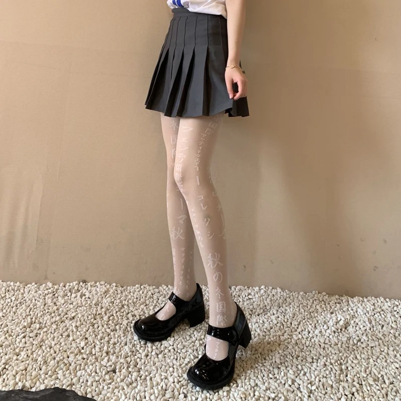 Halloween Goth loli japońskie pończochy czarny seksowny, obcisły damski Pantynose Lolita Gothic bodystocking Kawaii przebranie na karnawał