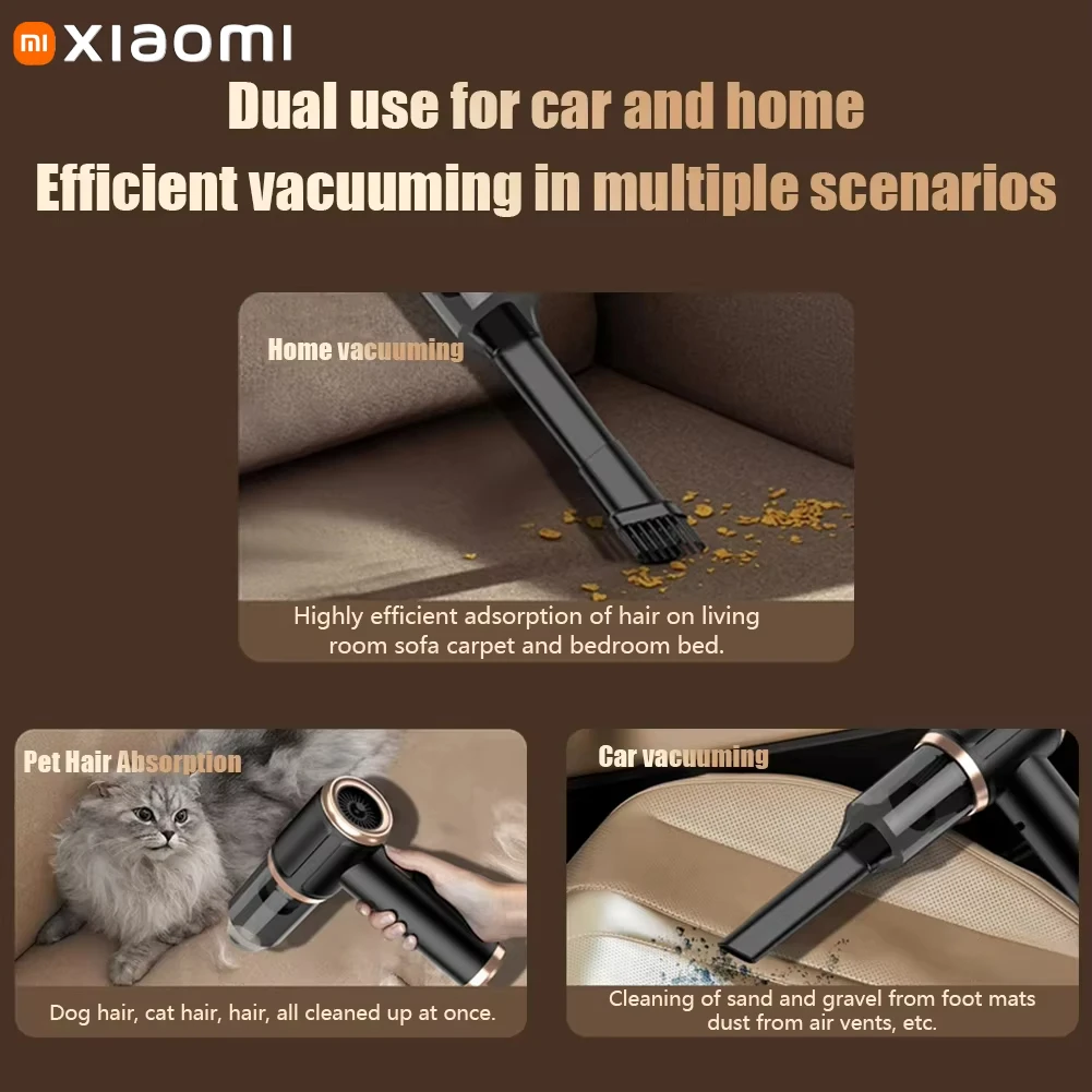 مكنسة كهربائية للسيارة Xiaomi 5 في 1 مكنسة كهربائية محمولة صغيرة لاسلكية 45000pa ماكينة شفط قوية للسيارة للمكتب المنزلي