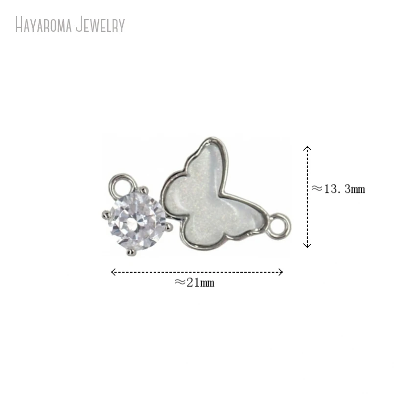 

5Pcs Insect Butterfly Wholesale Metal Cubic Zirconia Copper Invisible Setting Silver Plated Jewelry Pendant Charms