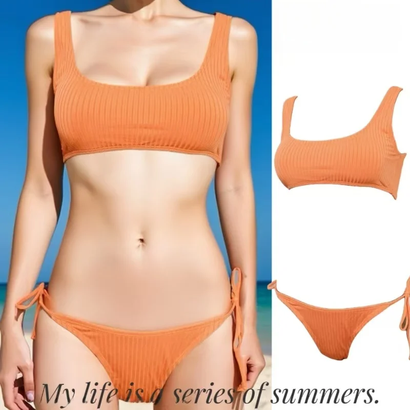 

Сексуальный раздельный купальник-бикини для женщин, пляжный, термостойкий, модель Cro с чашечками и дизайнерским вырезом, без косточек