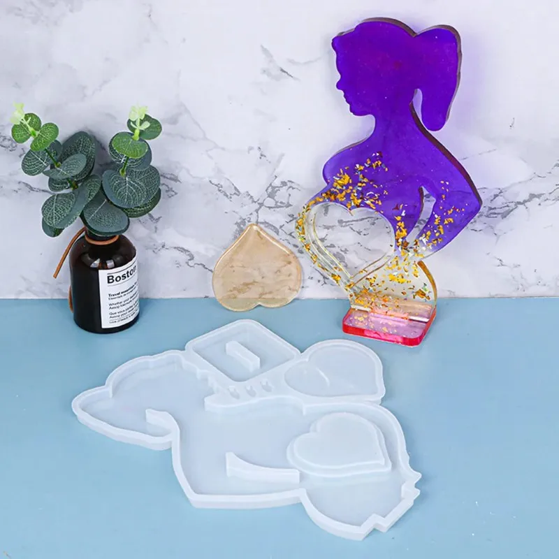 baby memorial photo frame silicone molds heart shaped pregnant mom epoxy resin mould for diy epoxy resin crafts home decoration