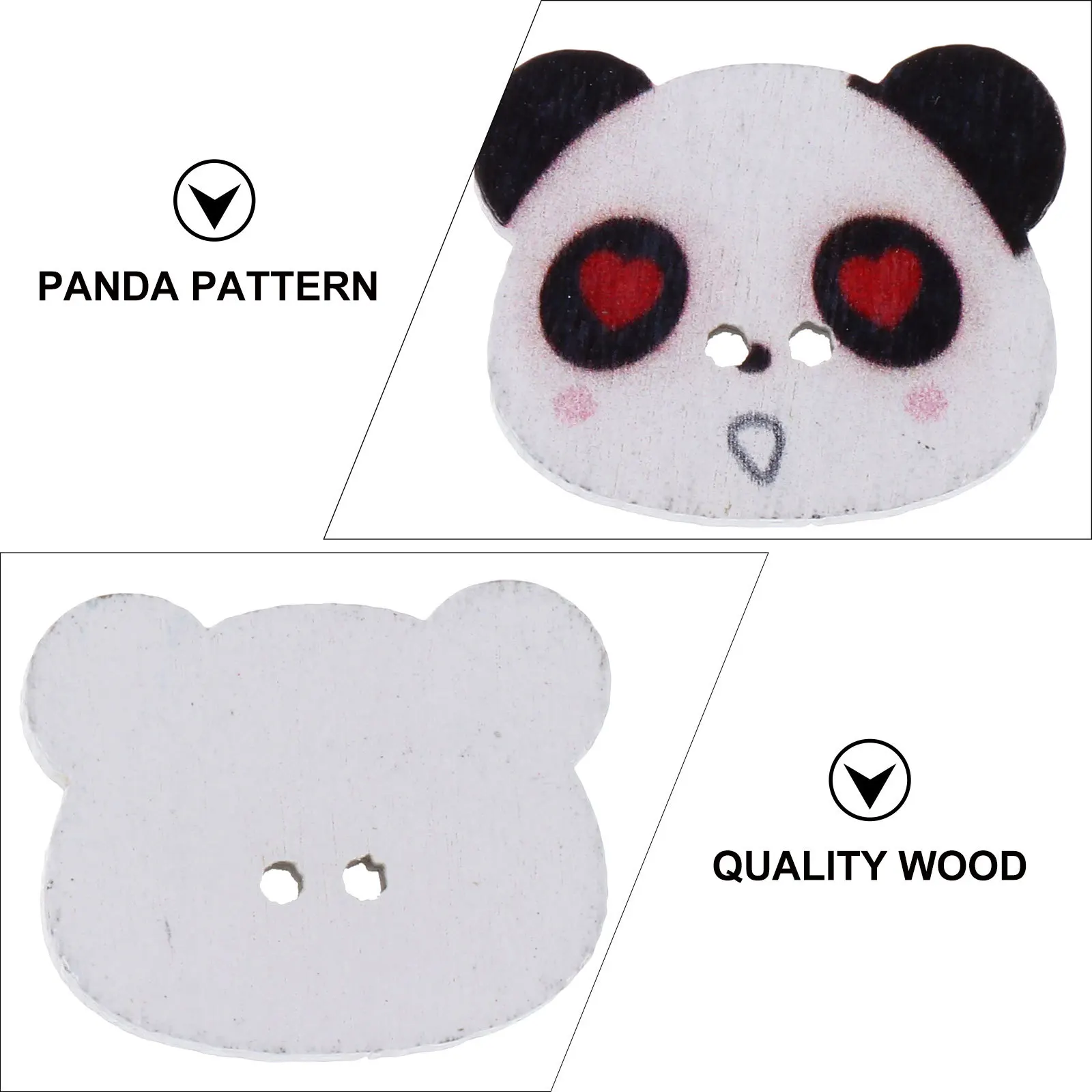

100Pcs Panda Head Buttons Creative Wooden Sewing Fasteners DIY Crafts Decor Panda Buttons Sewing Cartoon Button