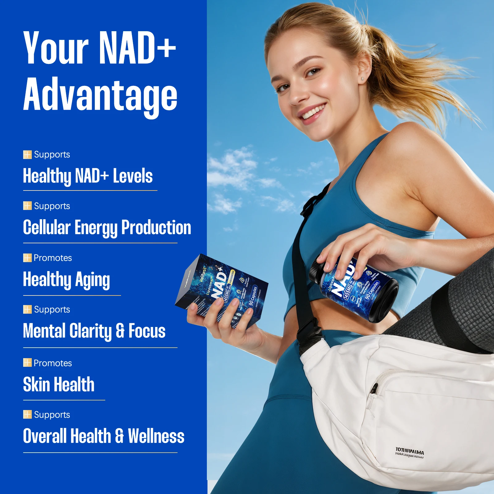 

NAD+ Boost: Улучшение клеточной активности, восстановление клеток, омоложение, повышение энергии и концентрации, 120 капсул