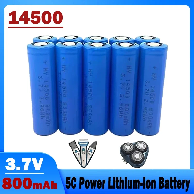 

14500 Battery 3.7V 800mAh 5C Rechargeable Lithium Ion Battery for Shavers Remote Control Toys Beauty Instruments Flashlight LED