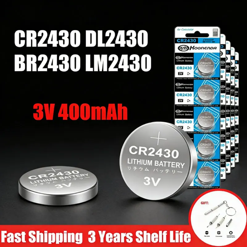 

CR2430 3V High Capacity Lithium Coin Batteries 2-10 Pack for Remote Control Key Fob Watch Clock Long Life Power