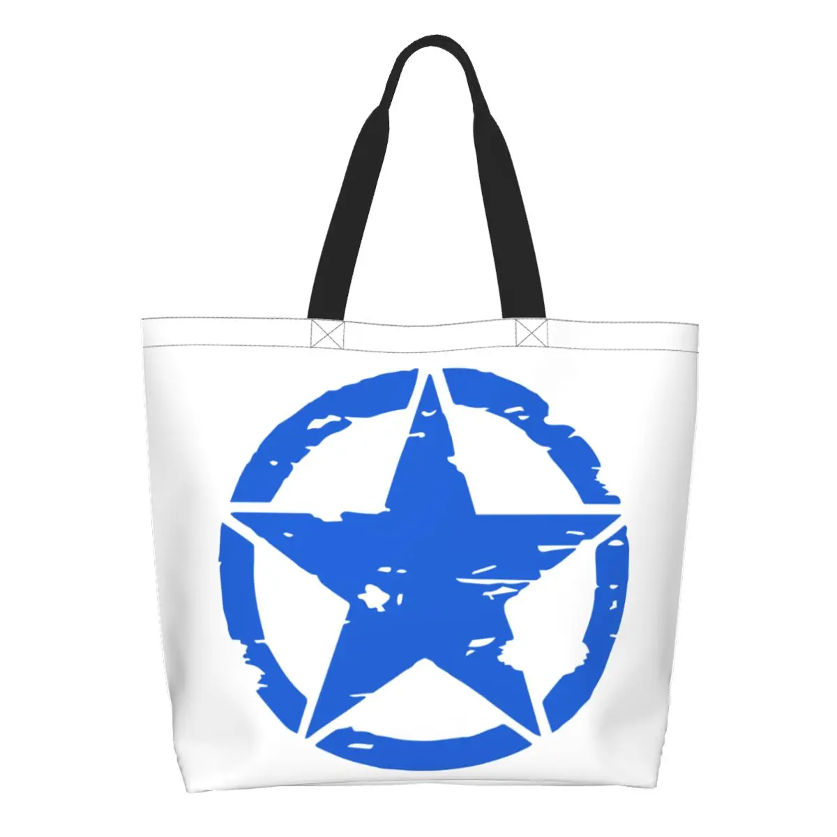 Fashion America Army Tactical Military Star Shopping Tote Bag Recycling Canvas Groceries Shoulder Shopper Bag