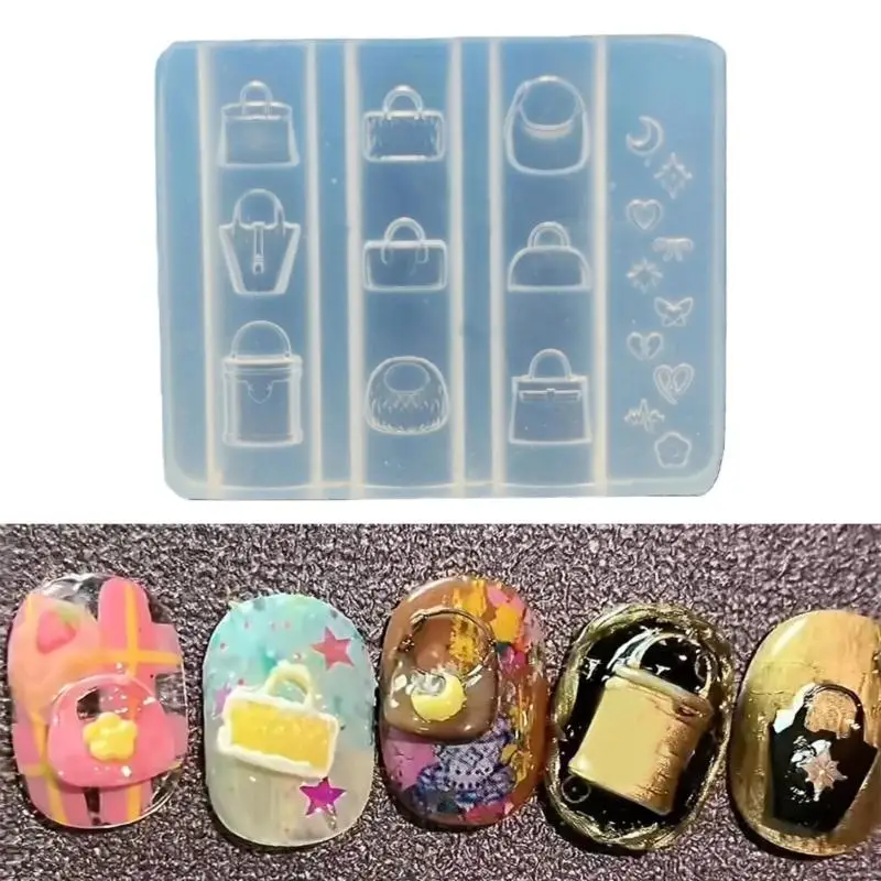 

91AF креативная форма для дизайна ногтей, силиконовый набор для штамповки, форма для сумочки, аксессуары для ногтей, форма для