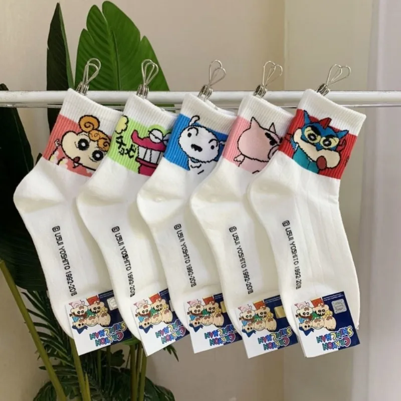 New cute anime creative sports socks Crayon Shin-chan loves simple solid color Bandai Kawaii cartoon couple casual socks gift