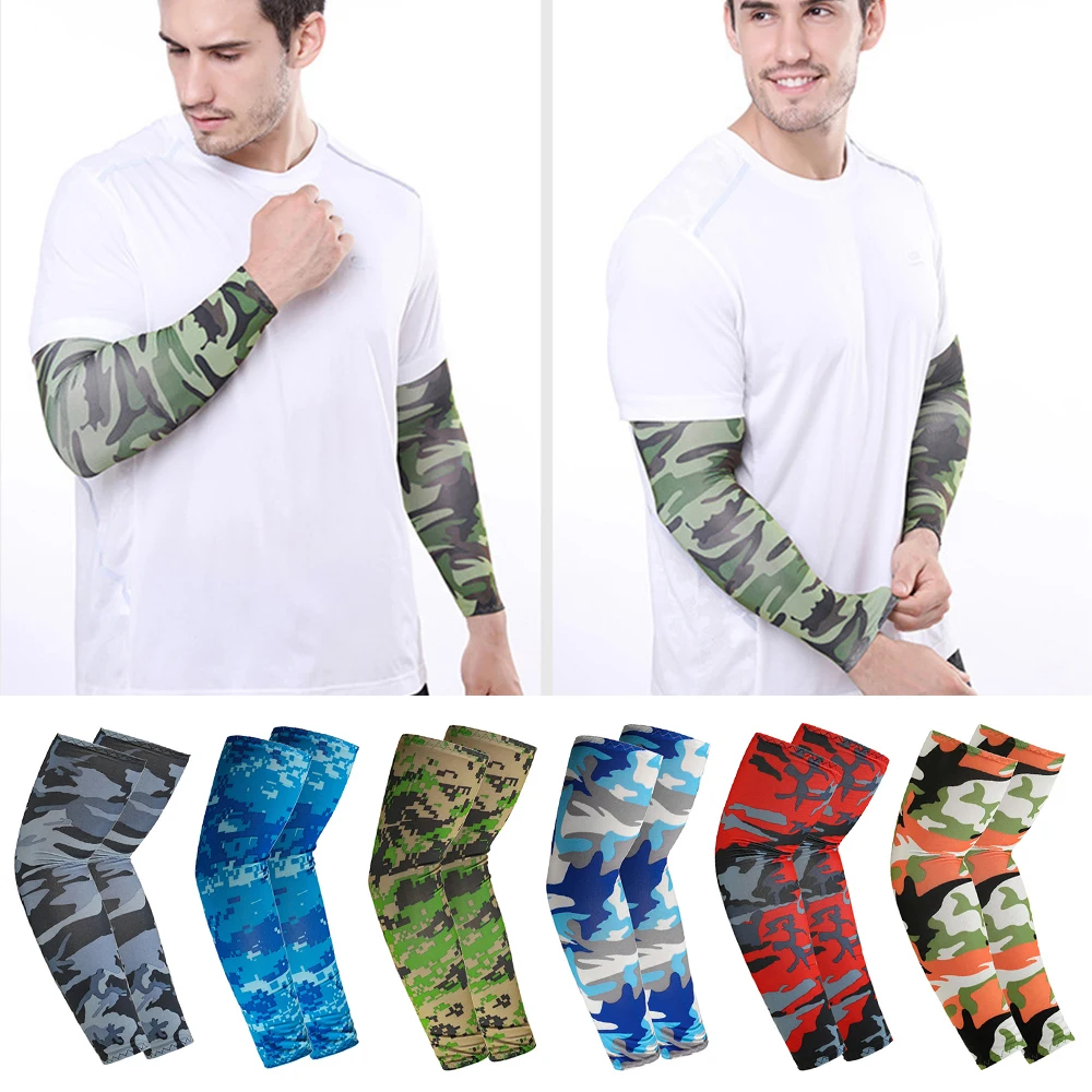 2Pcs Summer Anti Sun Unisex Cooling Arm Sleeves Sports Running UV Protection Outdoor Men Fishing Cycling Tattoos Sleeves Cover