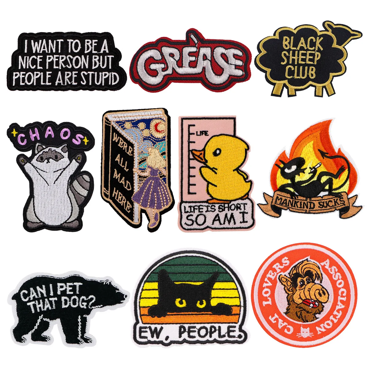 

Mix 10pcs/set Sheep Embroidered Patch Quotations Patches On Clothes Bear Patches For Clothing DIY Patch Jackets Stickers Gifts