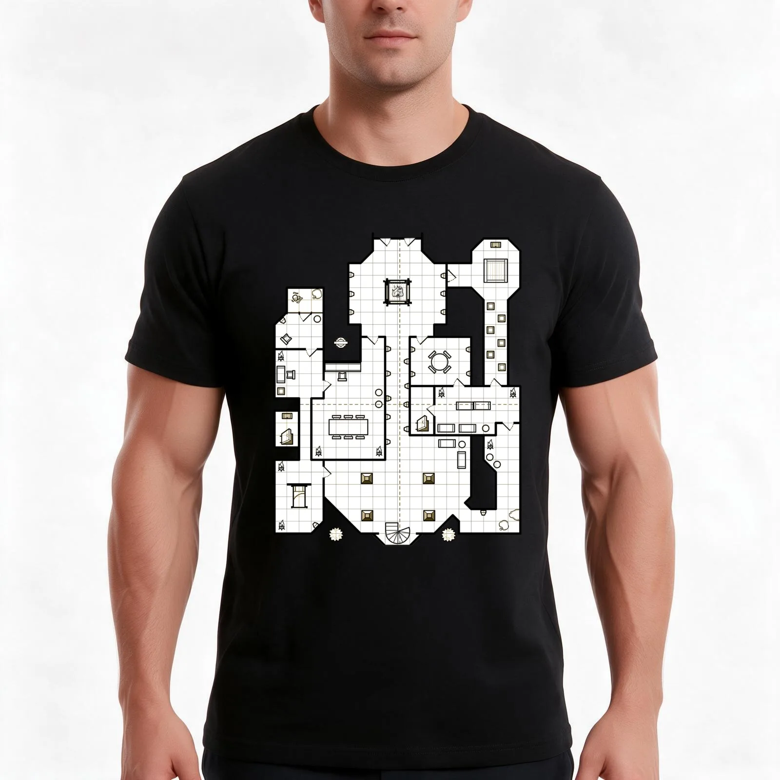 Dungeon 1 T-Shirt, Summer Casual Cotton Tee, Oversized Streetwear Tops, Vintage Graphic Print, Loose Fit Short Sleeve