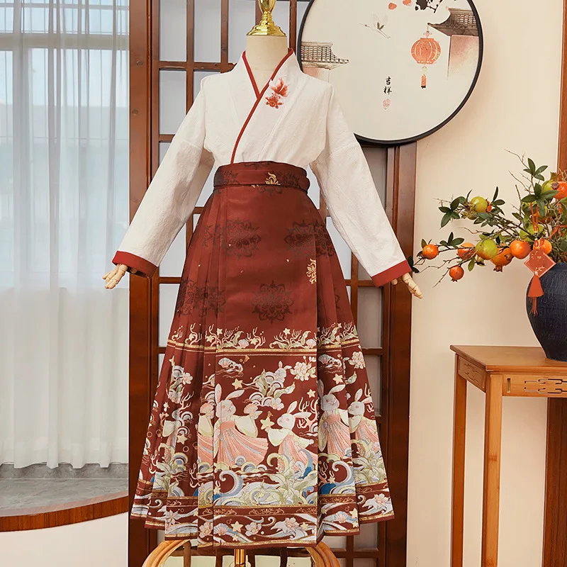 

Kids Daily Horse-face Skirt Hanfu Dress Set Girls Dresses Chinese Style Perform Kimono Traditional Chinese Clothing Cosplay