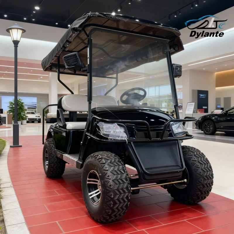 CE معيار جودة عالية السعر نادي عربة جولف الراقية شاشة تعمل باللمس 2-مقعد عربة جولف كهربائية مع أشرطة حقيبة الجولف وسلة