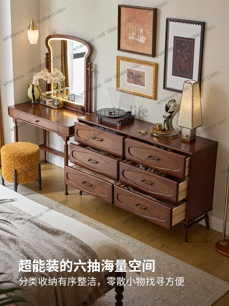 French retro six-bucket four-chest chest of drawers cabinet storage all solid wood living room