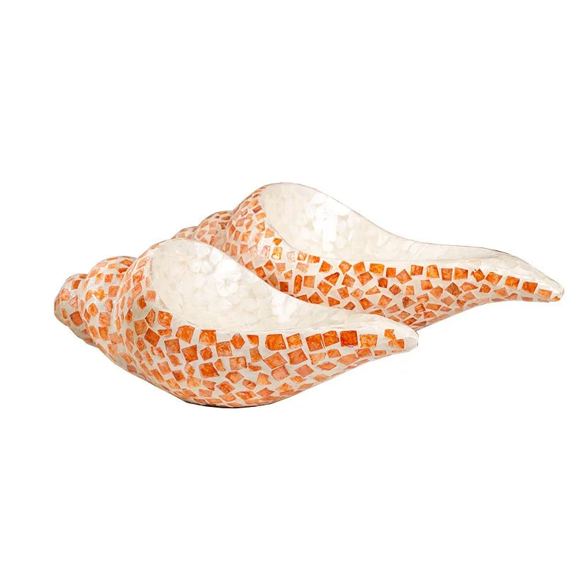 Natural conch shell fruit plate ornament, living room coffee table household snack snack plate light luxury high-end decorative